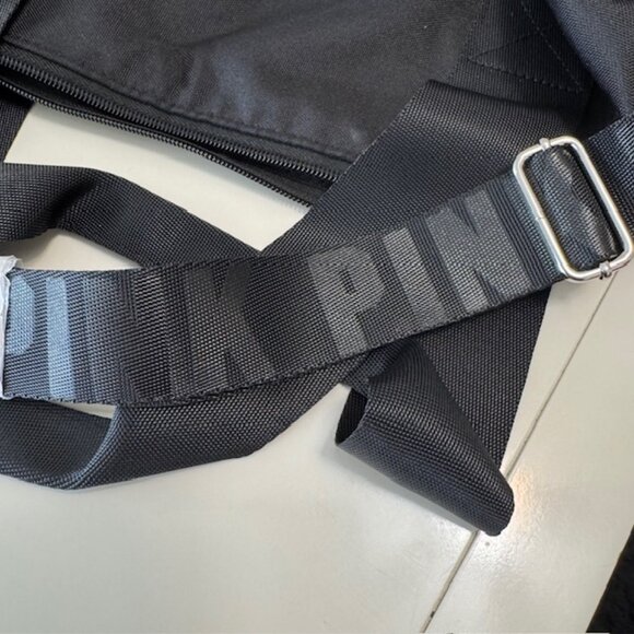 NWT 2017 Victoria's Secret PINK Duffle Gym Tote Bag, Black w/PINK Logo - Picture 6 of 9